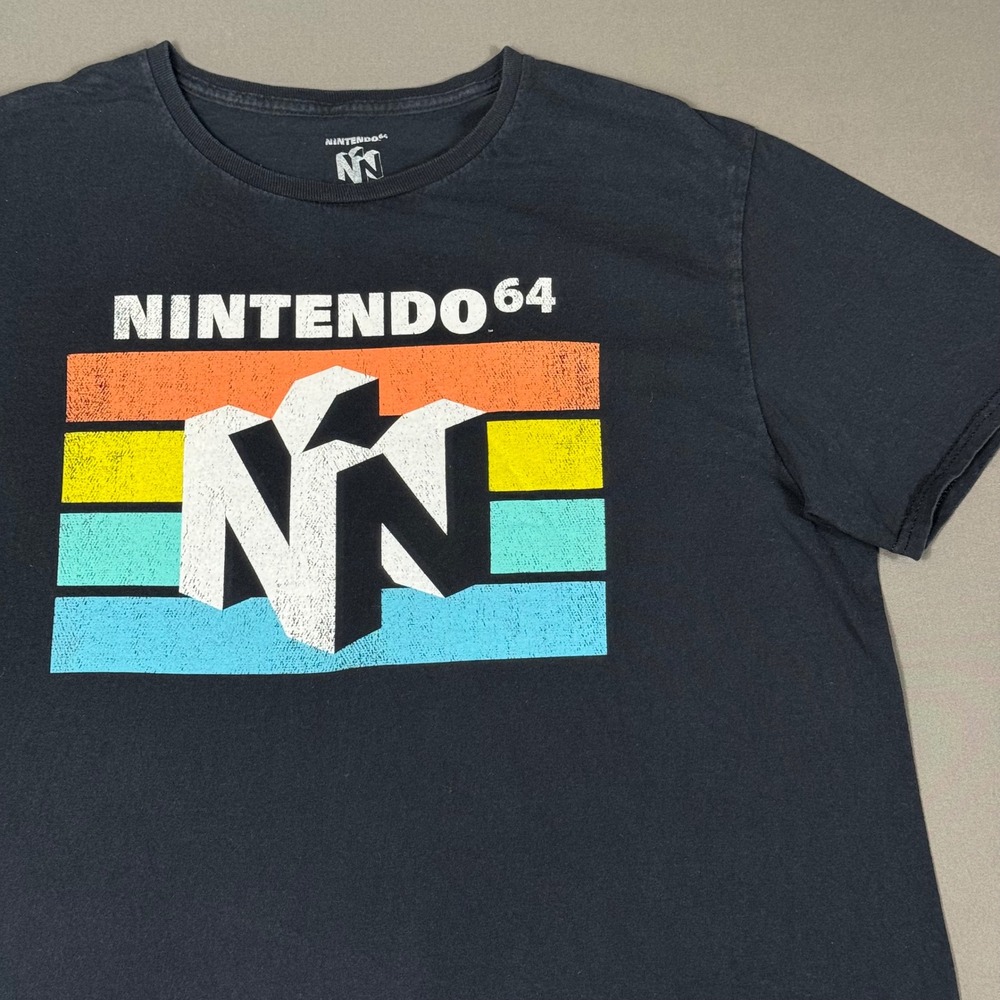 Nintendo 64 T Shirt Size Large Black Graphic Tee N64 Retro Gaming Logo